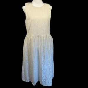 LOFT Outlet Wht Eyelet Lace Wms Dress Sz 8 Fully Lined, Sleeveless 100% Cotton